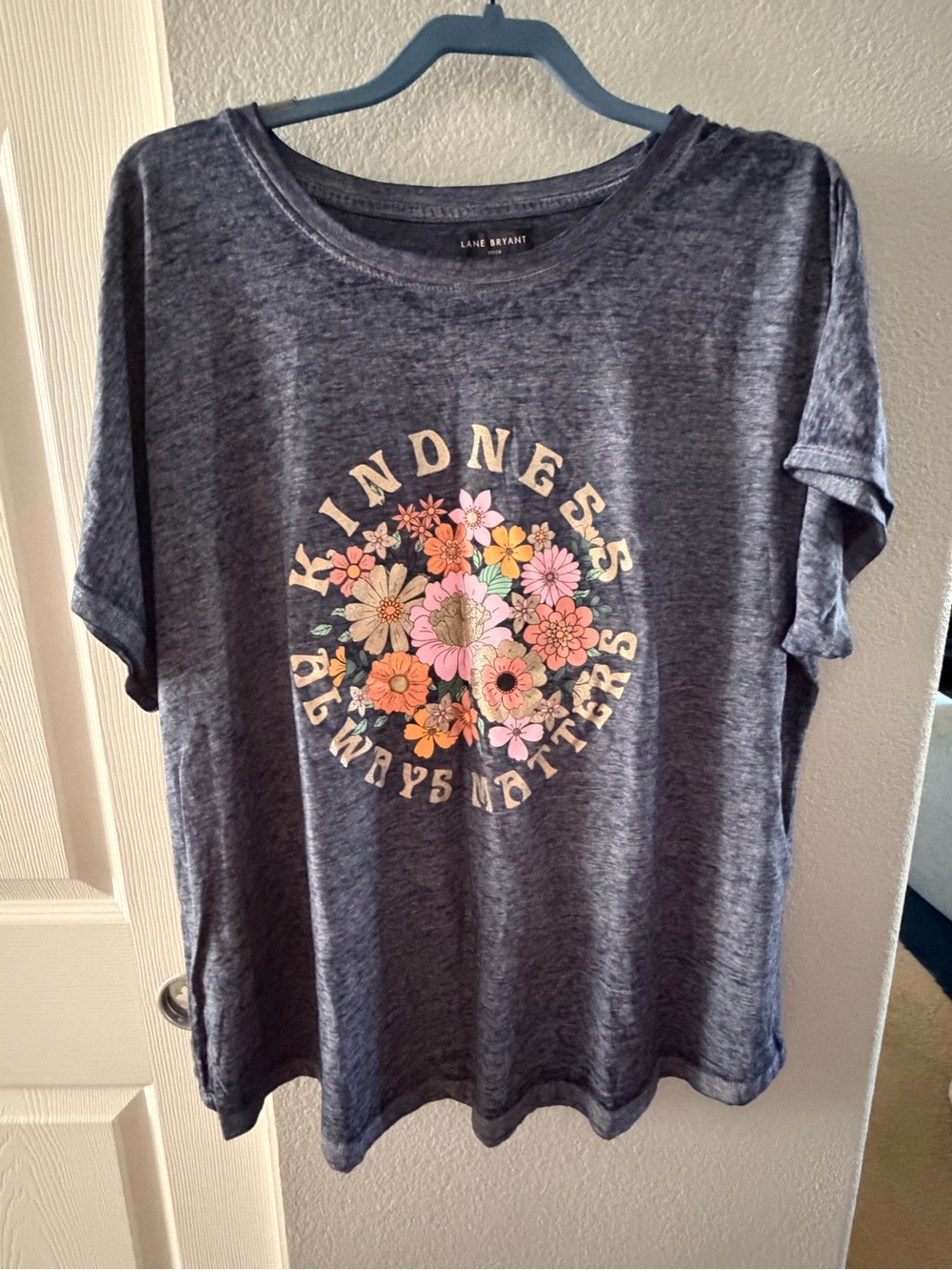 Lane Bryant Navy Floral 'Kindness Always Matters' Short Sleeve Tee